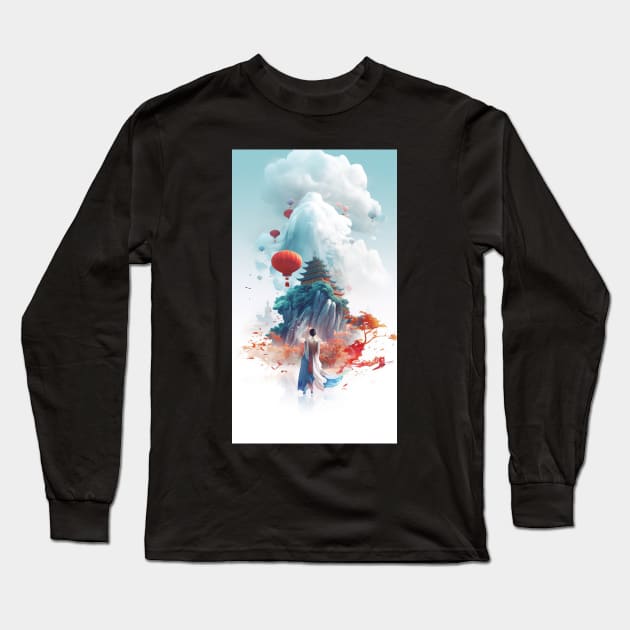 Chinese Fantasy Long Sleeve T-Shirt by TooplesArt